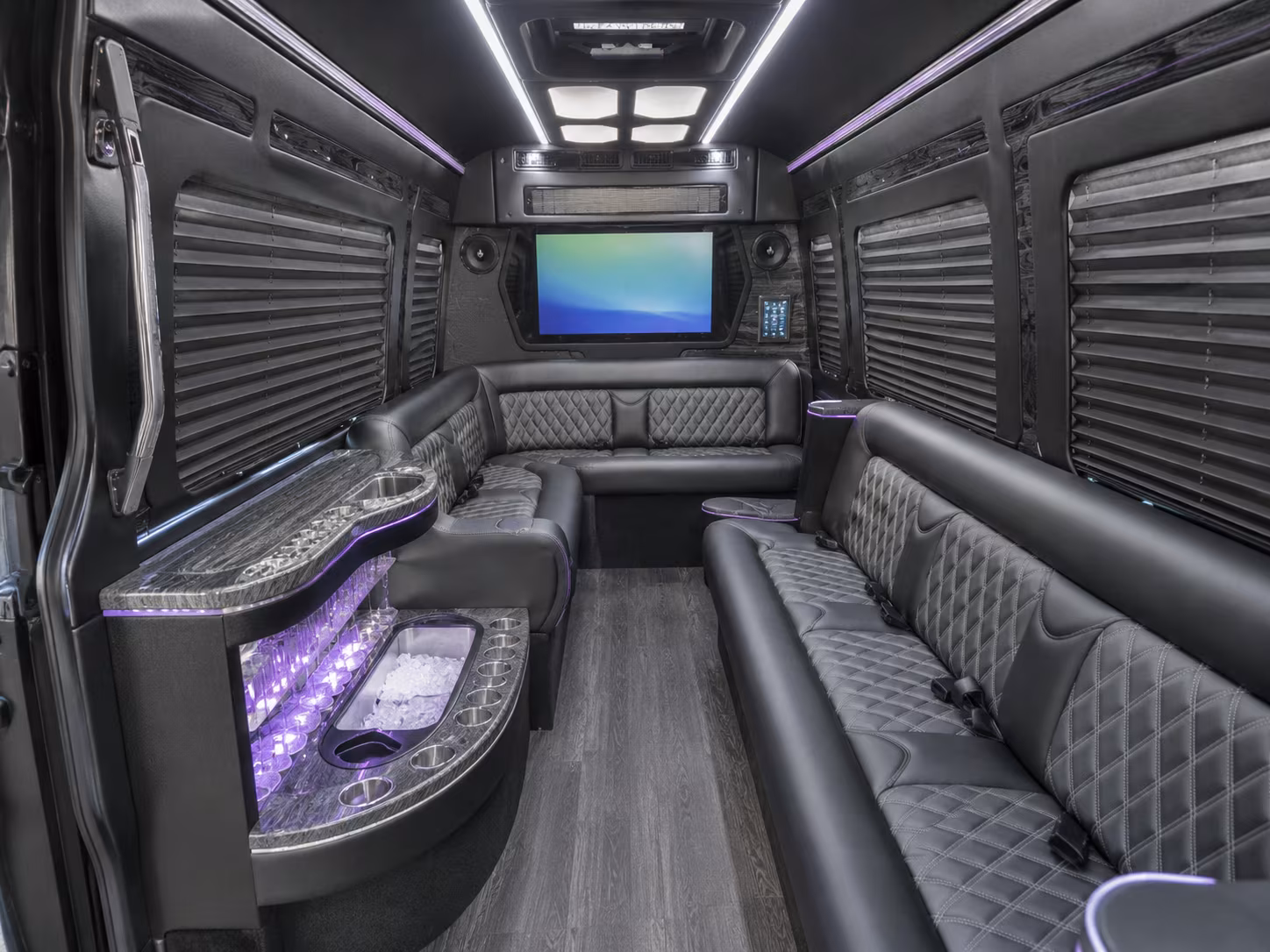 santee 25 passenger party bus inside