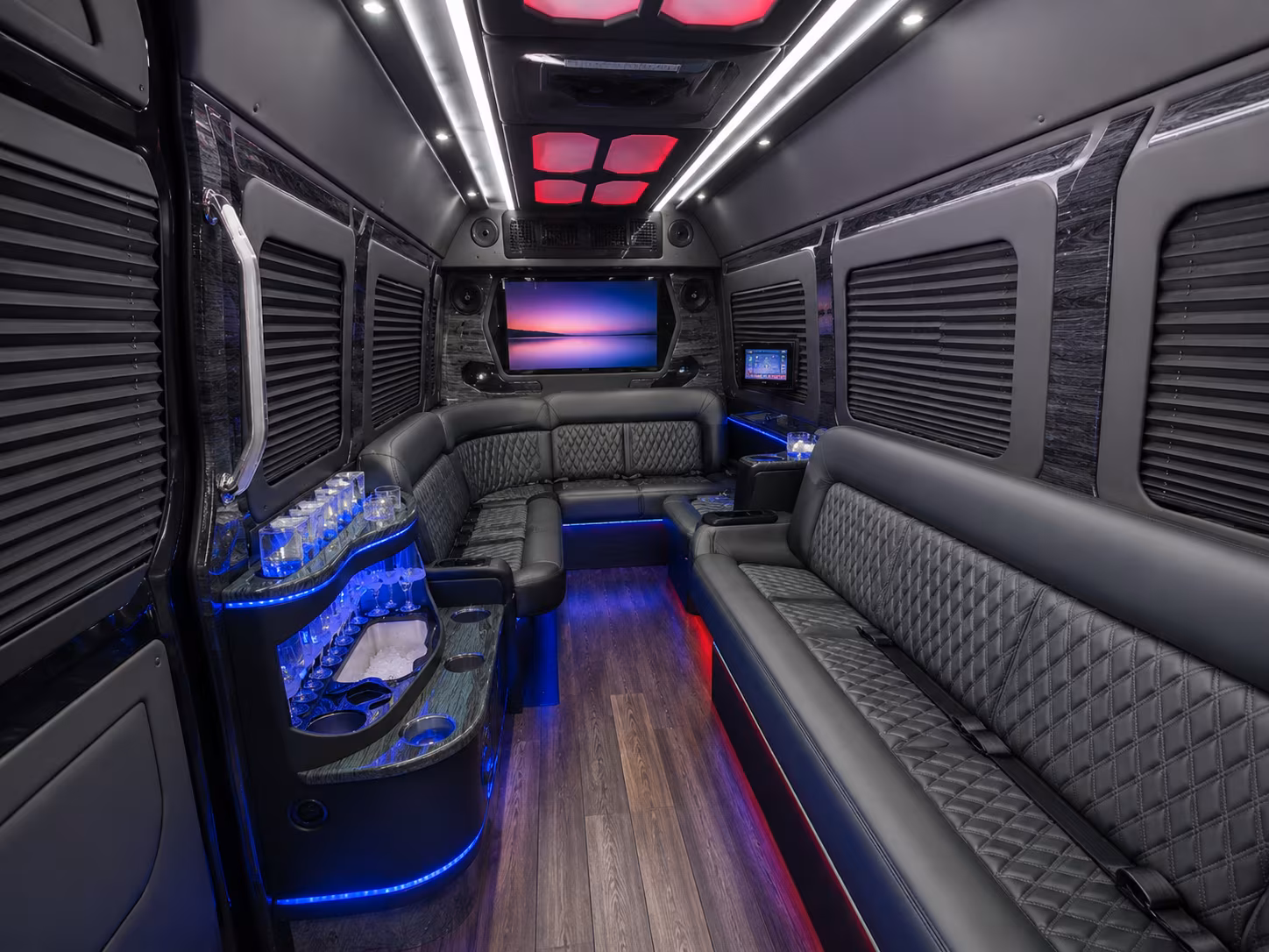 santee 50 passenger party bus interior